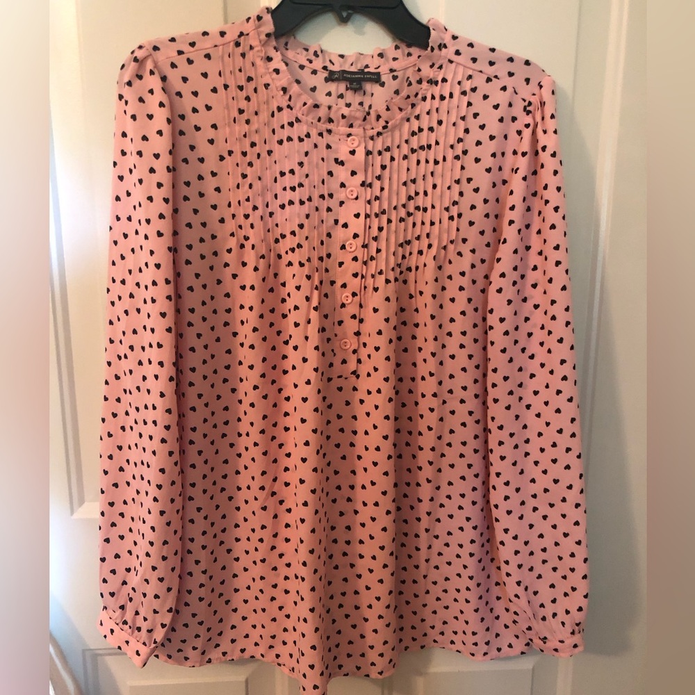 Medium Pink Hearts Adrianna Papell Blouse Top new but without tags